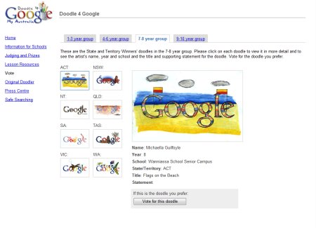 Doodle 4 Google Australia Wettbewerb - Auswahl der Google Doodles in Altersklasse 7 bis 8 Jahre