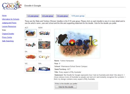 Doodle 4 Google Australia Wettbewerb - Auswahl der Google Doodles in Altersklasse 9 bis 10 Jahre