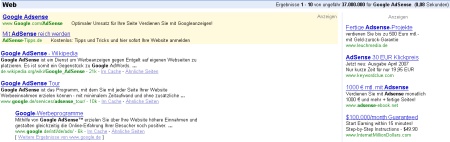 Google AdWords Anzeigen farblich hervorgehoben
