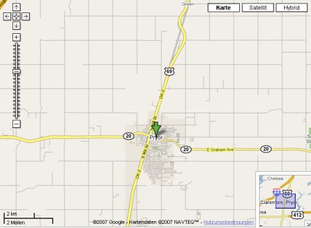 Google Maps Standort zum neuen Daten Center in Pryor, Oklahoma