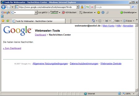 Nachrichten Center - Google Webmaster Tools