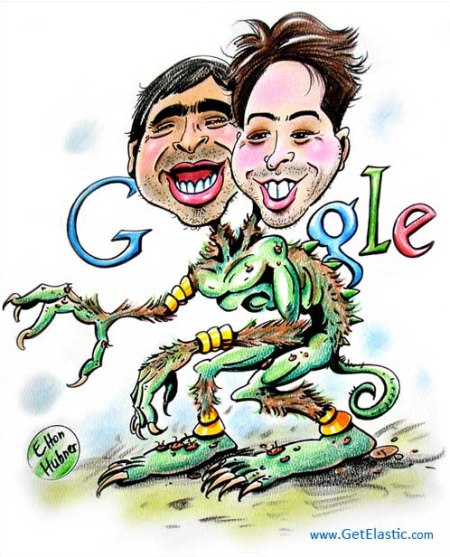 Google Gründer Sergey Brin und Larry Page zu Halloween als Ghoul'gle