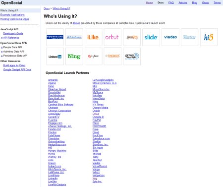 OpenSocial Partner Social Networks