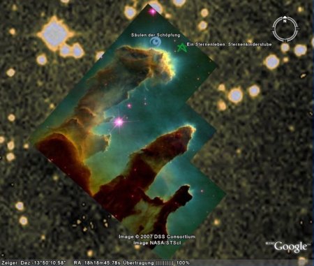 Sternenleben in Google Earth Sky