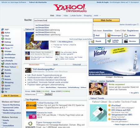 Yahoo Suche mit Suchwort Vorschlägen - Suchmaschinen Blog