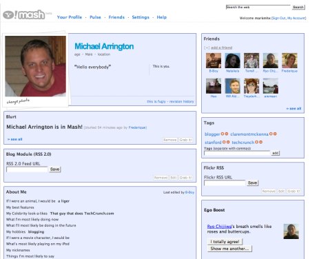 Yahoo Mash - Profilseite in Yahoo! Mash