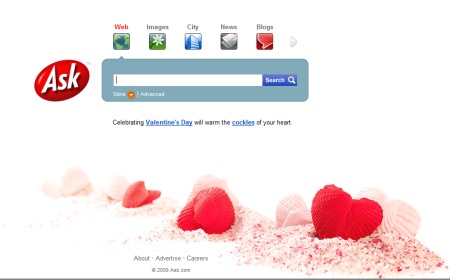 Suchmaschine Ask.com zum Valentinstag 2008