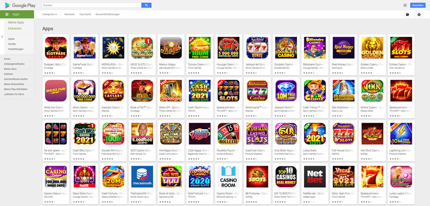 Die Casinospiele im Google Play Store