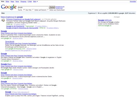 Suche in Google nach Google