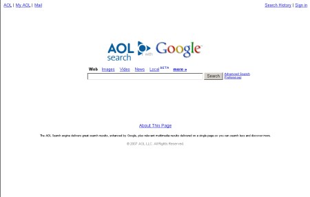 AOL Suche mit Look & Feel von Google