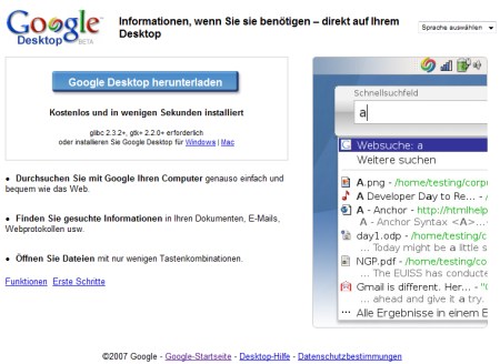 Google Desktop für Linux