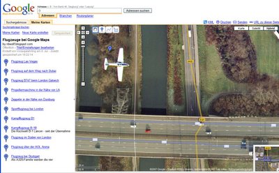 Google Earth Sportflugzeug bei London gesichtet