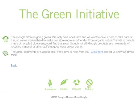 Green Initiative - Google Store mit Symbolen der Green-Initiative