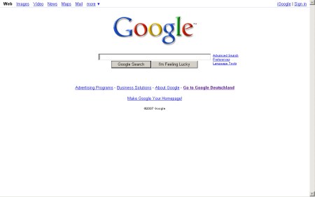 Google Startseite im neuen Design