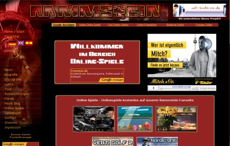 Google Video Werbung auf einer Rammstein Musik Fanseite