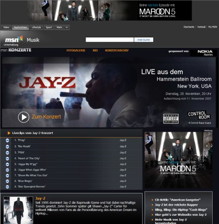 Jay-Z MSN Music Konzert Special zum American Gangster Album