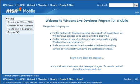 Windows Live Mobile Developer Program