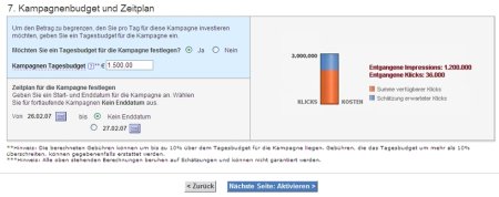 Screenshots zu Budgetierung und Terminierung