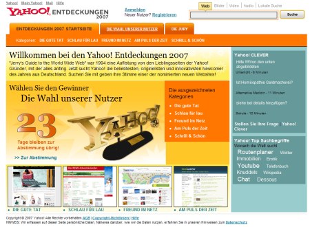 Yahoo Entdeckungen 2007 - Publikums Award
