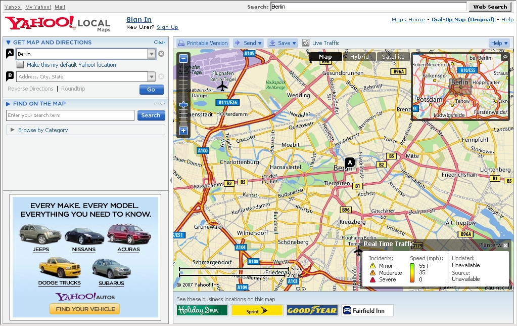 Yahoo maps карта