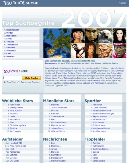 Yahoo! Suchtrends 2007