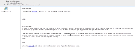 Inhalt der Spammails von Annacall