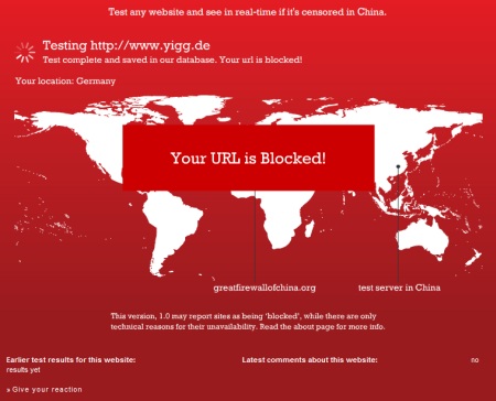 YiGG in China - zensiert und geblockt